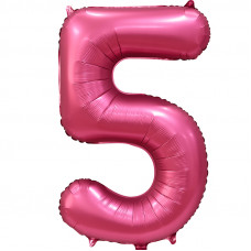 Шар (34\'\'/86 см) Цифра, 5, Бордовый, Сатин, 1 шт. в упак.