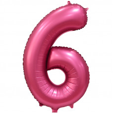 Шар (34\'\'/86 см) Цифра, 6, Бордовый, Сатин, 1 шт. в упак.