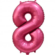 Шар (34\'\'/86 см) Цифра, 8, Бордовый, Сатин, 1 шт. в упак.