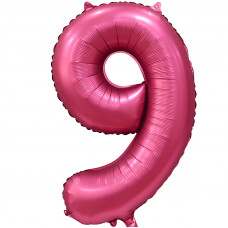 Шар (34\'\'/86 см) Цифра, 9, Бордовый, Сатин, 1 шт. в упак.