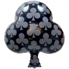 Шар (25''/64 см) Фигура, Карточная масть: трефы, Черный, 1 шт.