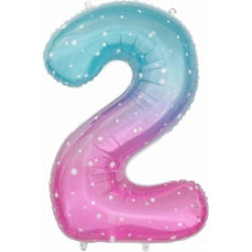 Шар (34''/86 см) Цифра, 2 Нежные искры, Розовый, Градиент, 1 шт. в упак.