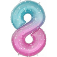 Шар (34''/86 см) Цифра, 8 Нежные искры, Розовый, Градиент, 1 шт. в упак.