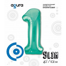 Шар (40''/102 см) Цифра, 1 Slim, Бискайский зеленый, 1 шт. в упак.