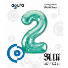 Шар (40''/102 см) Цифра, 2 Slim, Бискайский зеленый, 1 шт. в упак.