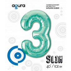 Шар (40''/102 см) Цифра, 3 Slim, Бискайский зеленый, 1 шт. в упак