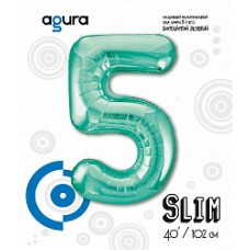 Шар (40''/102 см) Цифра, 5 Slim, Бискайский зеленый, 1 шт. в упак.