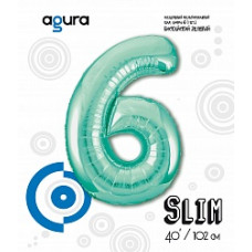 Шар (40''/102 см) Цифра, 6 Slim, Бискайский зеленый, 1 шт. в упак.