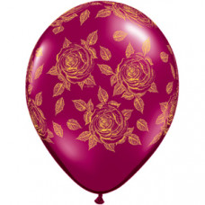 Шар (12''/30 см) Элегантные розы, Бургундия (318), кристалл, 5 ст, 50 шт.