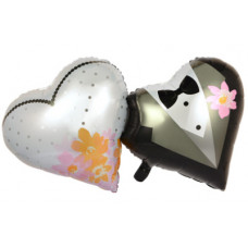 Шар (36''/91 см) Фигура, Сердце невеста и жених