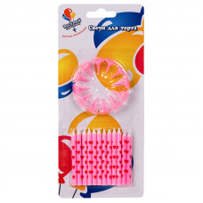 Свечи В сердцах розовые 6см с держателями 12шт.