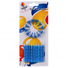 Свечи В шариках голубые 6см с держателями 12шт.