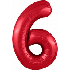 Шар (40''/102 см) Цифра, 6 Slim, Красный, 1 шт. в упак.