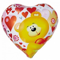 Шар (18''/46 см) Сердце, Мишка с сердцем