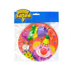 Тарелка бум Клоун с шарами 17см 6шт/G