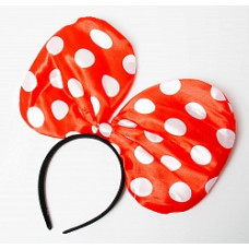 Ободок с бантиком, Фуше в горошек, большой