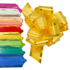 Бант Шар, Большой, Золотая полоска, Ассорти, 10 см, 12 шт.