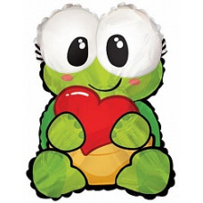 Шар (22''/56 см) Фигура, Влюбленная Черепашка, Зеленый