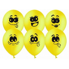 Шар (12''/30 см) Смайлики, Желтый, пастель, 2 ст, 100 шт.