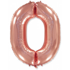 Шар (40''/102 см)  FM Цифра, 0, Розовое Золото, 1 шт.