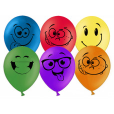 Шар (12''/30 см) Смайл, Ассорти, пастель, 2 ст, 50 шт.