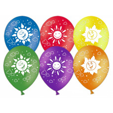 Шар (12''/30 см) Солнышко, Ассорти, пастель, 5 ст, 50 шт.