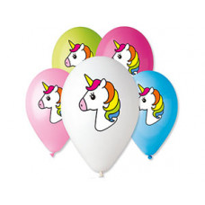 Шар 12" с рисунком ЕдинорогГолова 6цв/Ит