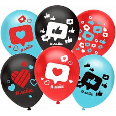 Воздушный шар (12''/30 см) Like, Лучший Лайк, Ассорти, пастель, 2 ст, 25 шт.