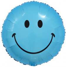 Шар (18''/46 см) Круг, Смайл, Синий, 1 шт.