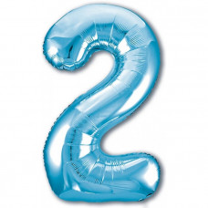 Шар (40''/102 см) Цифра, 2, Голубая, Китай.