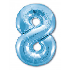 Шар (40''/102 см) Цифра, 8, Голубая, Китай.