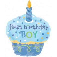 Шар (34''/86 см) Фигура, Пирожное: Первый ДР Мальчика, 1 шт.