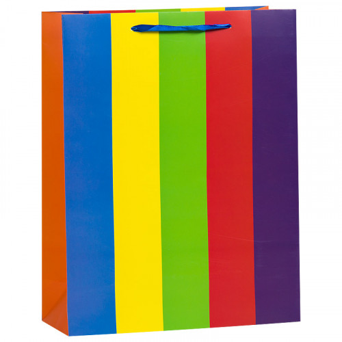 Пакет подарочный Разноцветные полосы, 18*23*10 см
