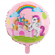 Шар (18''/46 см) Круг, Единорожка и замок