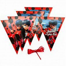 Гирлянда Флажки, Леди Баг и Супер-кот, 240 см