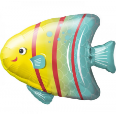 Шар с клапаном (13''/33 см) Мини-фигура, Яркая рыбка, 1 шт.