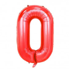 Шар (40''/102 см) Цифра, 0, Красная, Китай.