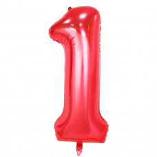 Шар (40''/102 см) Цифра, 1, Красная, Китай.