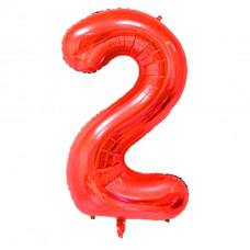 Шар (40''/102 см) Цифра, 2, Красная, Китай.