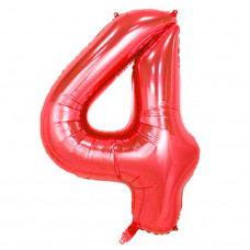 Шар (40''/102 см) Цифра, 4, Красная, Китай.