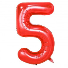 Шар (40''/102 см) Цифра, 5, Красная, Китай.