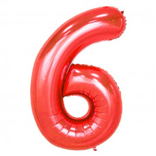Шар (40''/102 см) Цифра, 6, Красная, Китай.
