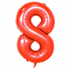 Шар (40''/102 см) Цифра, 8, Красная, Китай.