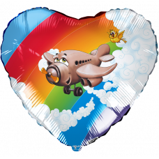 Шар (18''/46 см) Сердце, Самолет, 1 шт.