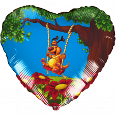 Шар (18''/46 см) Сердце, Собака на качелях, 1 шт.
