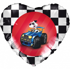 Шар (18''/46 см) Сердце, Собака в джипе, 1 шт.