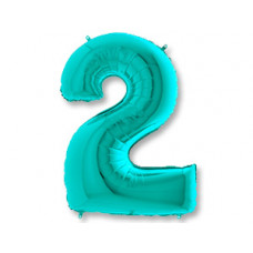 Шар (40''/102 см) Цифра, 2, Тиффани, 1 шт.