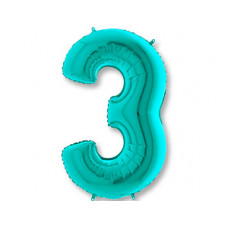 Шар (40''/102 см) Цифра, 3, Тиффани, 1 шт.
