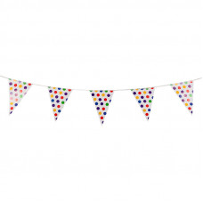 Гирлянда флажки, Разноцветные точки, на ленте, 2,5м