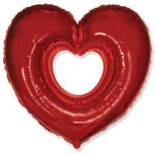 Шар (40''/102 см) Фигура, Сердце в сердце, Красный